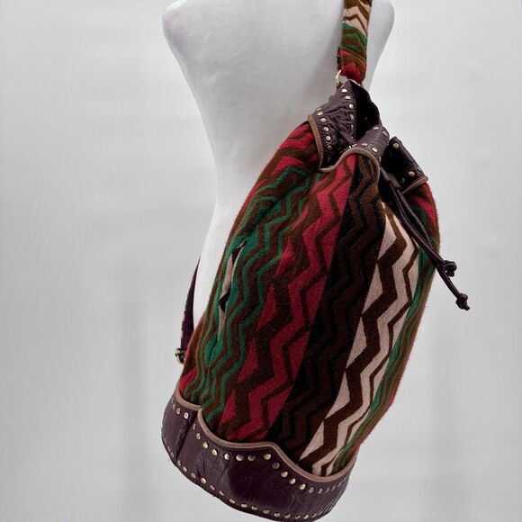 Free People Zola Tapestry Sling Bag, Crossbody Chevron Striped Boho Studded, 19" - Picture 1 of 11